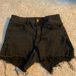 Black Distressed Denim Shorts